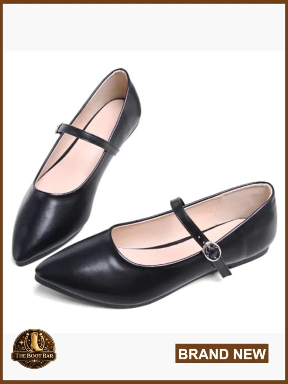 Womens Retro Mary Jane Flats Pointy Toe Slip On Work Shoes